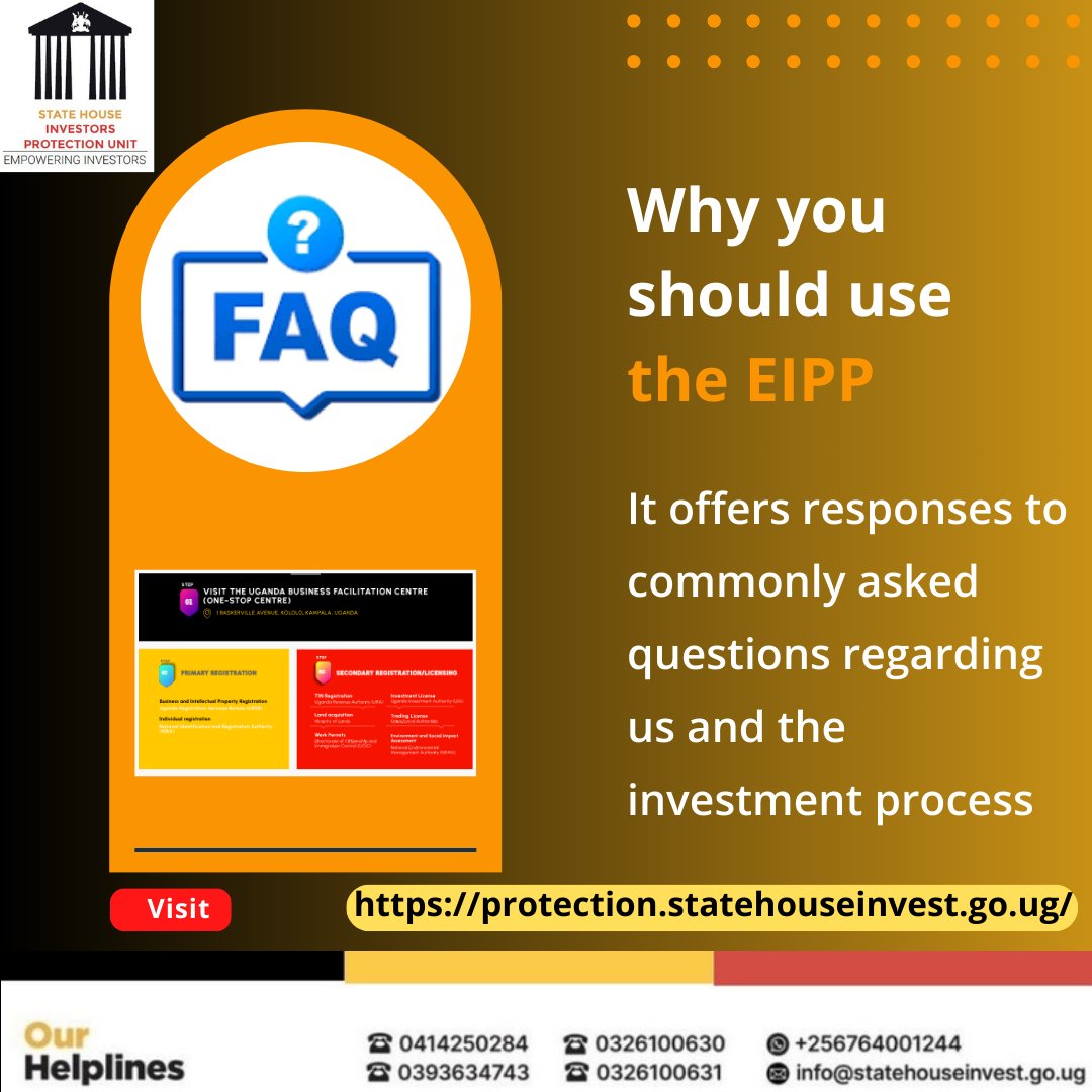 Faster investor responses are now possible with Uganda's EIPP. Visit protection.statehouseinvest.go.ug to learn more! Col. Edith Nakalema #EmpoweringInvestors @edthnaka