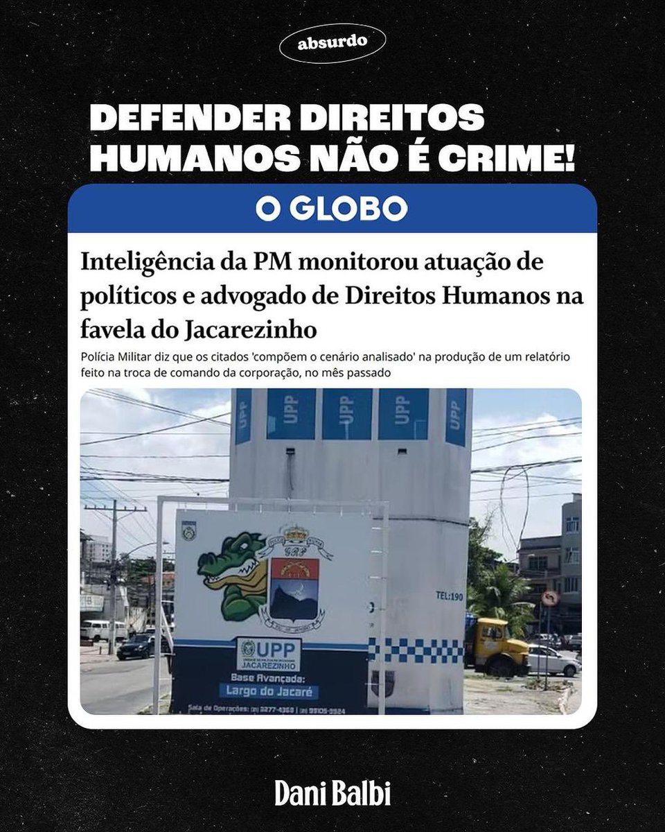 É vergonhosa e revoltante a tentativa de intimidação da PM do RJ contra defensores dos direitos humanos nas comunidades do Rio. Toda nossa solidariedade ao advogado @joelluiz_adv , do Jacarezinho, acusado injustamente em um relatório tendencioso de defender uma suposta