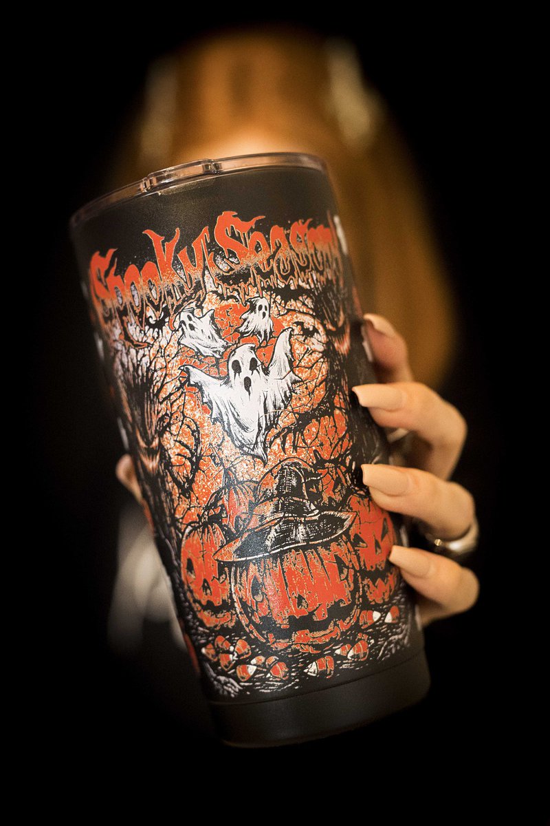 What would you drink from our Spooky Season 20 oz Travel Mug? Photo from @kattslade #VampireFreaks #SpookySeason #Goth #Halloween #Spooky