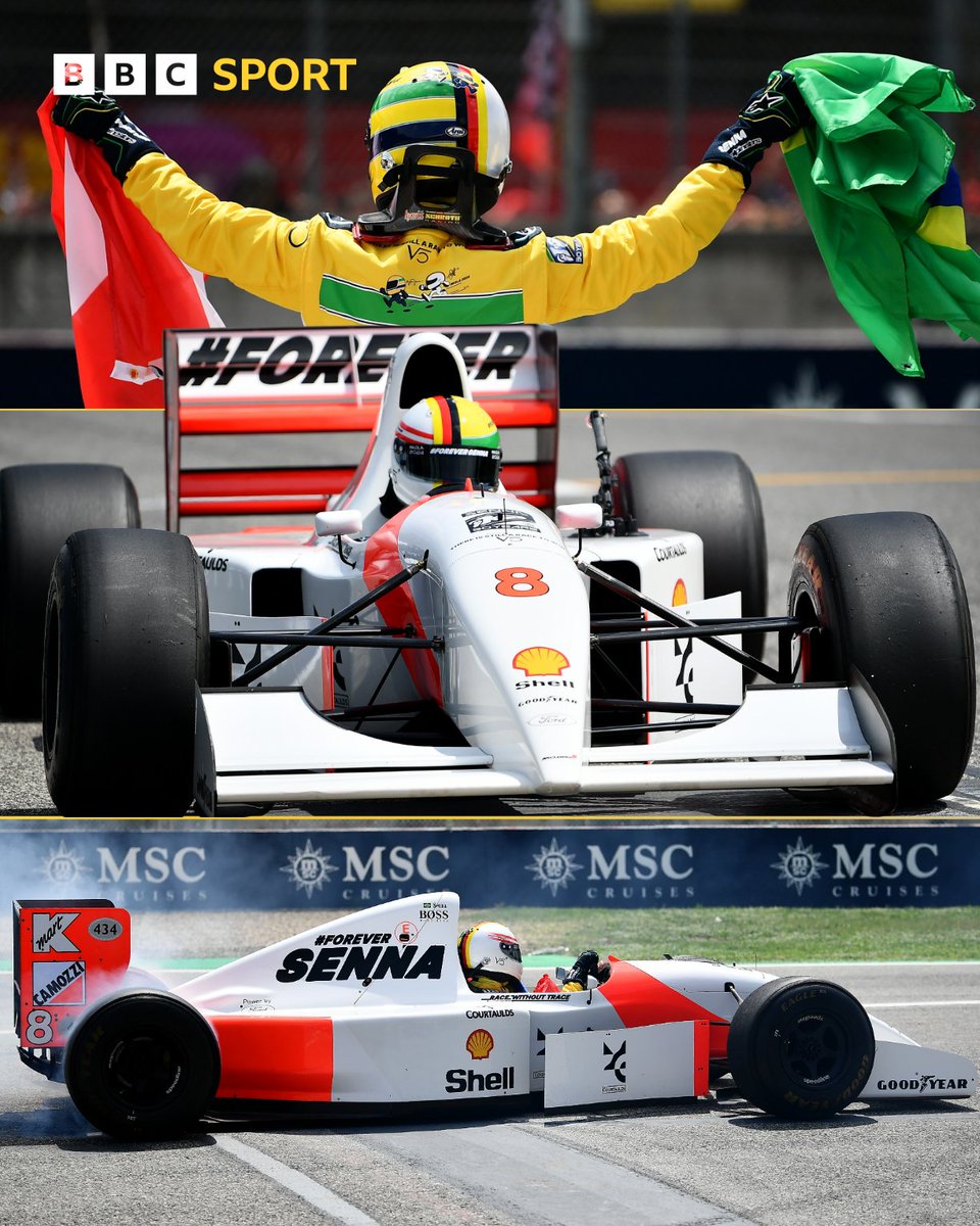 Former F1 champion Sebastian Vettel drove the historic 1993 McLaren car of late Brazilian driver Ayrton Senna, to mark 30th anniversary of his death, during the drivers' parade at the #ImolaGP ❤️
