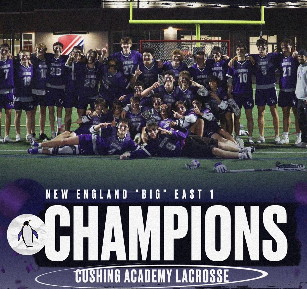 Congratulations to @cushingblax on their New England 'Big East' Championship! They beat a strong @pingreelacrosse team 8-7. Unbelievable season! Congratulations to the team, Coach Kline and Coach Pearson! #rollpens🐧 #postseason #lacrosse #prepschool #champions #cushingathletes