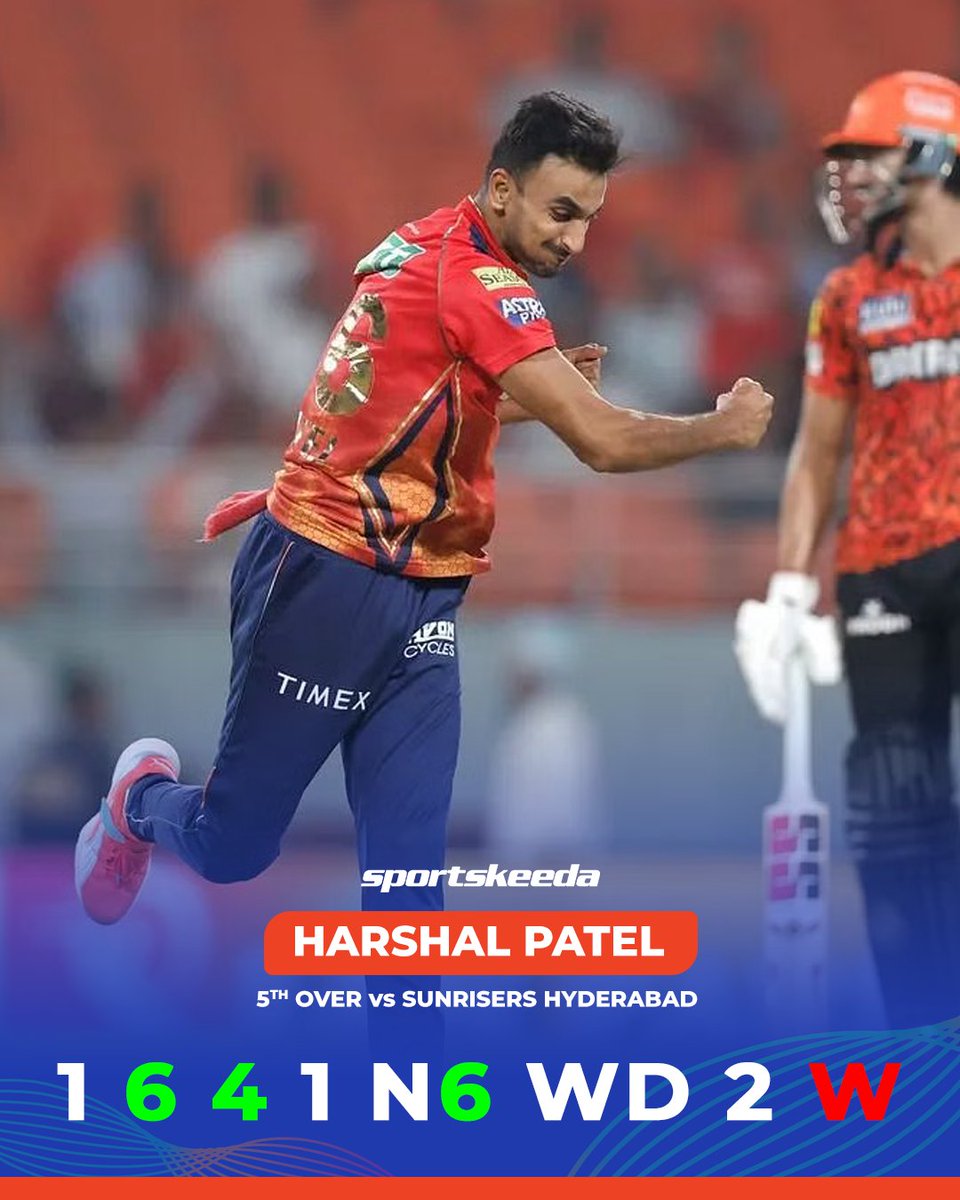 An eventful over by Harshal Patel, he conceded 22 runs and dismissed Rahul Tripathi 👀👏 #IPL2024 #HarshalPatel #SRHvPBKS #CricketTwitter