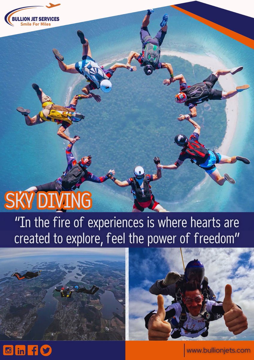 Bullionjets's tweet photo. Introducing #SkyDiving
Team building, family bonding and release of fear. https://t.co/EspcTi5DKP