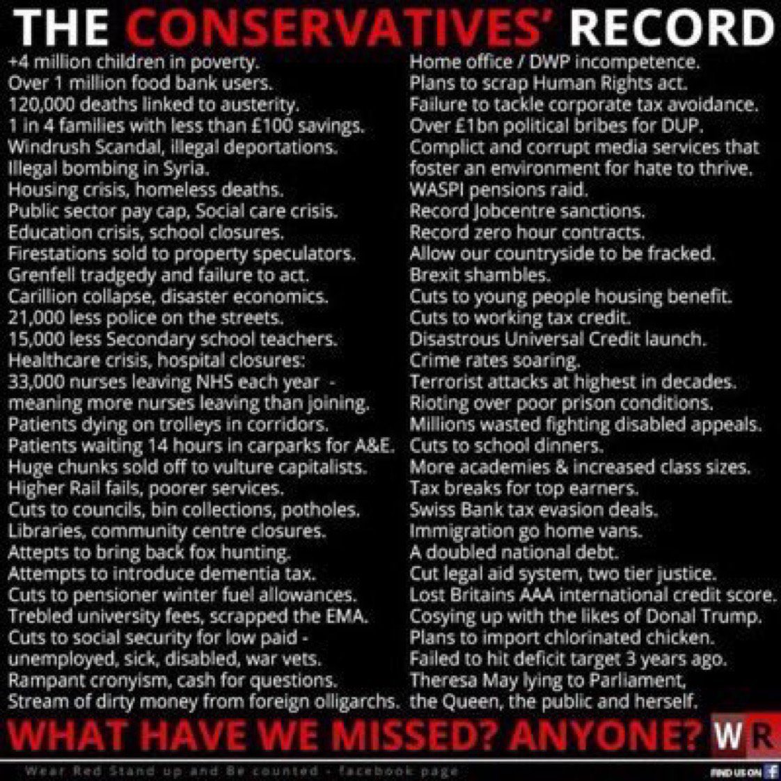 @Bbmorg Here's the list...... Tories are utterly EVIL.....