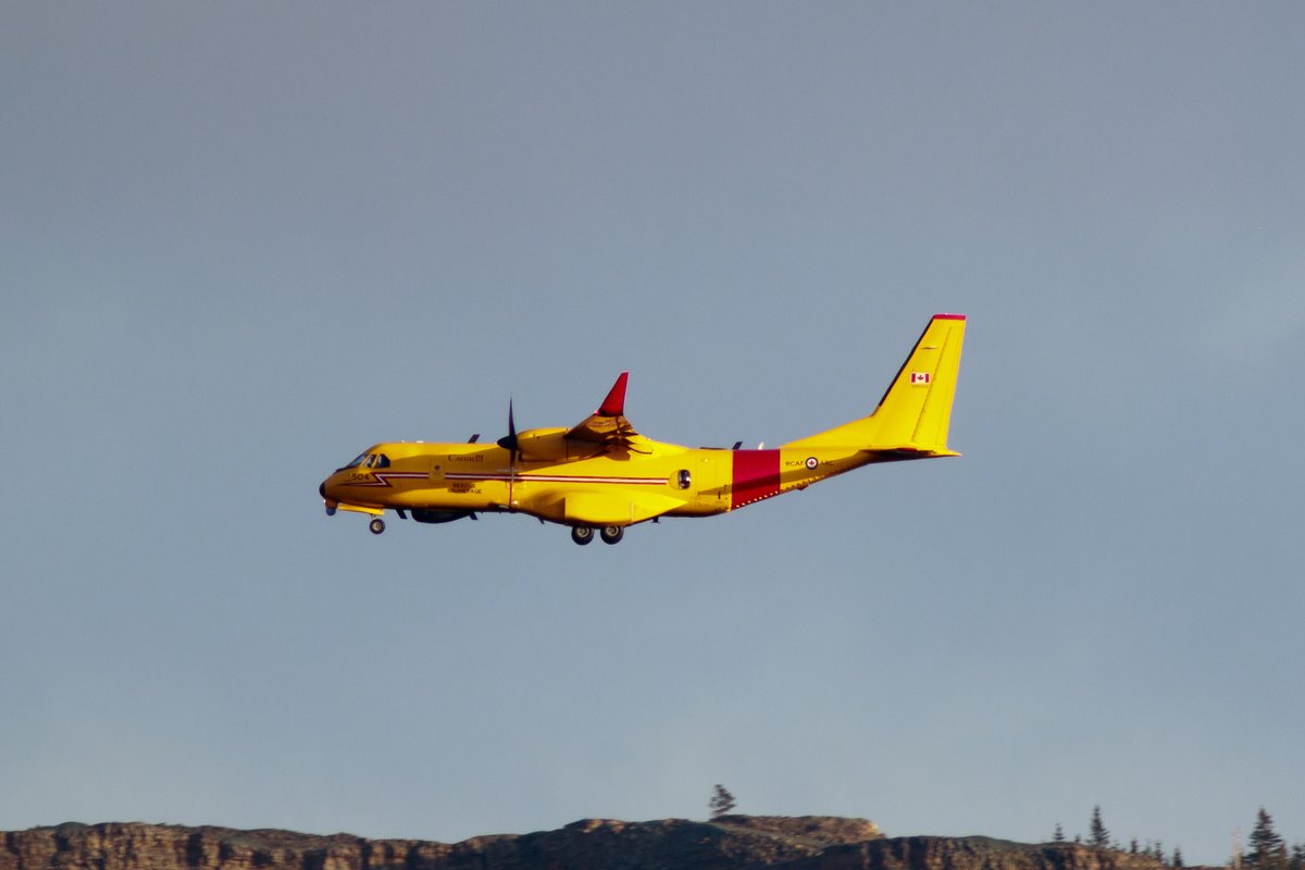 RCAF CC-195 Kingfisher 504 (s/n 295504) on final approach to Runway 10 #CYYT on May 18, 2024. Believe this is a delivery flight. Tricky light and hazy conditions yesterday when it landed.