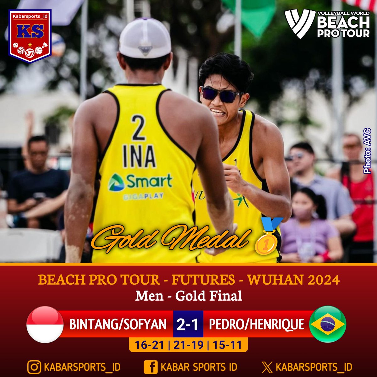 Beach Pro Tour - Futures - Wuhan 2024

Bintang/Sofyan berhasil meraih gelar juara. Selamat atas prestasinya👏

#BeachProTour #Futures #Wuhan2024 #BeachVolleyball #VoliPantai #Volleyball
#TimIndonesia #OlahragaIndonesia