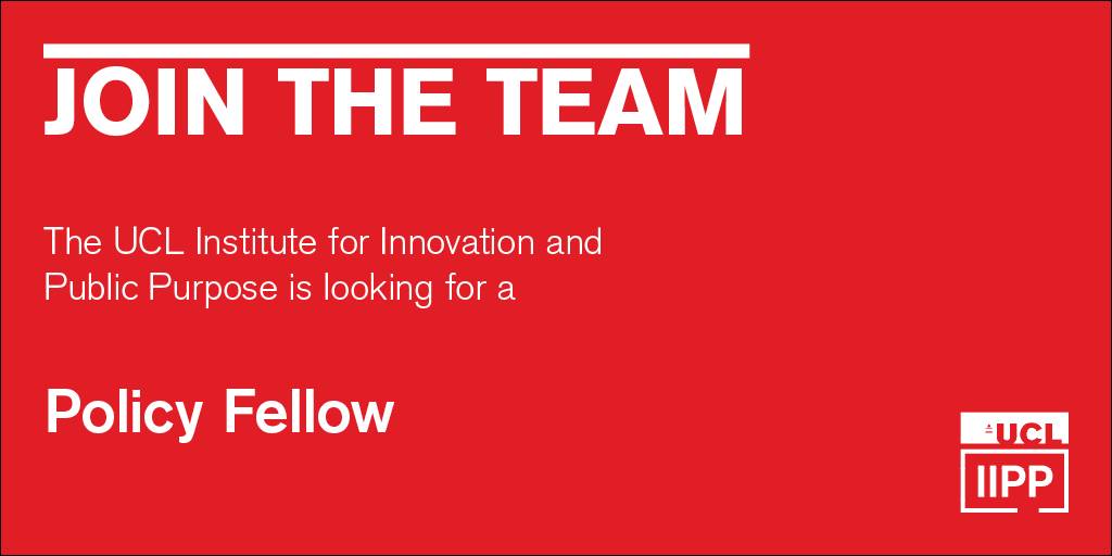 UCL Institute for Innovation and Public Purpose (@iipp_ucl) on Twitter photo We are #hiring!
We’re looking for two Policy Fellows to support our Director <a href="/MazzucatoM/">Mariana Mazzucato</a> on industrial strategy and public finance. Find more details here:
Industrial Strategy ➡️ ucl.ac.uk/work-at-ucl/se…
Public Finance ➡️ ucl.ac.uk/work-at-ucl/se… We are #hiring!
We’re looking for two Policy Fellows to support our Director <a href="/MazzucatoM/">Mariana Mazzucato</a> on industrial strategy and public finance. Find more details here:
Industrial Strategy ➡️ ucl.ac.uk/work-at-ucl/se…
Public Finance ➡️ ucl.ac.uk/work-at-ucl/se…
