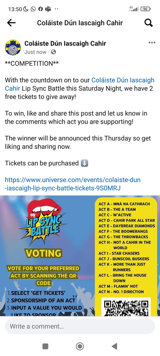 **COMPETITION** With the countdown on to our Lip Sync Battle this Saturday Night, we have 2 free tickets to give away! To win, like and share this post and let us know in the comments which act you are supporting! @TipperaryETB