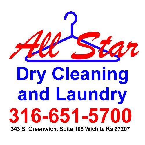 All Star Dry Cleaning and Laundry : East Side of Wichita - Dry Cleaning & Laundry
*Home of the hand pressed shirts*

-Wash & Fold
-Wet Cleaning
-Laundered and Hand Pressed Shirts, Blouses and Pants
-Dry Cleaning

#TradebankMember #ICTBusiness #DryCleaning