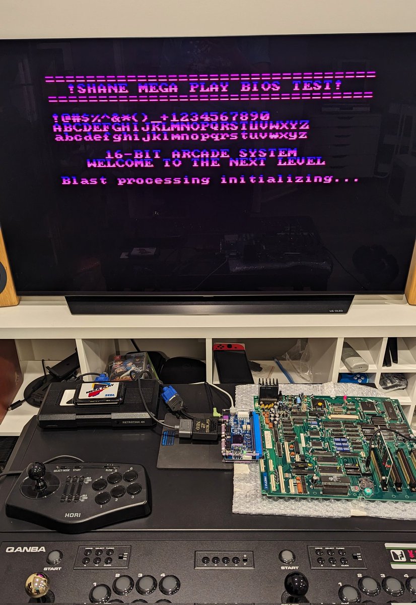 Thanks to the new setup I made some progress on the Mega Play arcade BIOS. Starting with making a fully custom BIOS for analyzing the hardware. The next step is to get regular Genesis games to run on the PCB.
