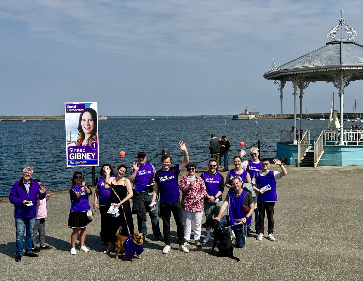 It was great to have @sineadgibney and @GaryGannonTD with us today in #DunLaoghaire for our Local Election Candidate; @HugoMills' canvass in the town Loads of @SocDems support around today!! Don't forget to #ChecktheRegister, by tomorrow to update your info for #LE24