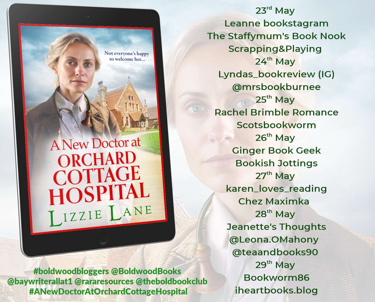 #blogtour #historicalfiction Happy pub day to A New Doctor at Orchard Cottage Hospital by Lizzie Lane @baywriterallat1 @BoldwoodBooks Cannot wait to read the next instalment danzasullacqua.wordpress.com/2024/05/19/a-n… @rararesources #netgalley