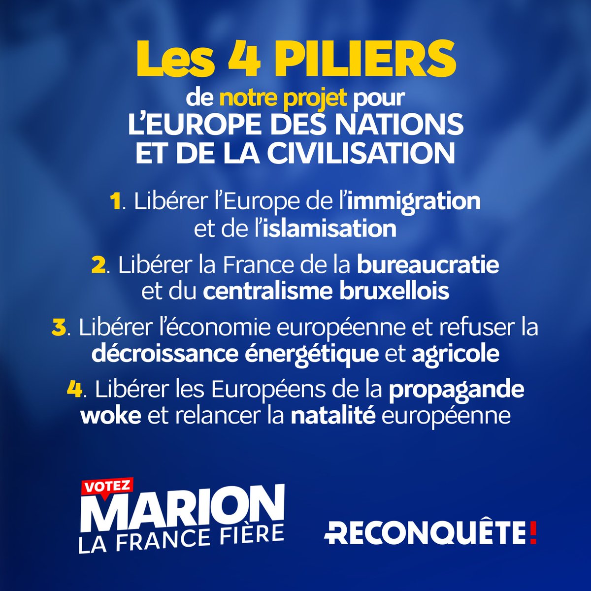 📔Défendre la France et les Français, protéger la civilisation européenne : découvrez notre programme et nos 92 propositions sur votezmarion.fr/notre-projet #VotezMarion