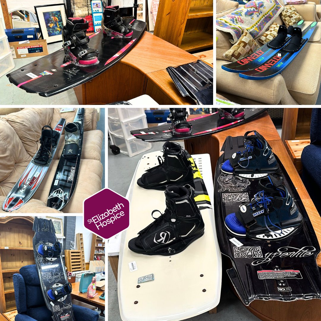Our Holywells Retail Centre has been donated a bunch of wakeboards & water skis! Visit the shop on Holywells Road in #Ipswich from 9am-4.30pm, Monday to Saturday, to explore the collection and high quality donations. See all our shop locations here: bit.ly/3r5llun