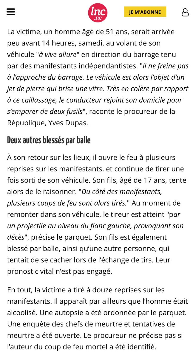 Sonia Backès, la macroniste raciste présidente de la province sud de #NouvelleCalédonie qui est en boucle sur le « racisme anti-blanc » sur CNEWS a menti. C’est un «blanc» alcoolisé qui est reparti chez lui chercher des armes qui a tiré à 12 reprises sur des kanak,pas l’inverse!