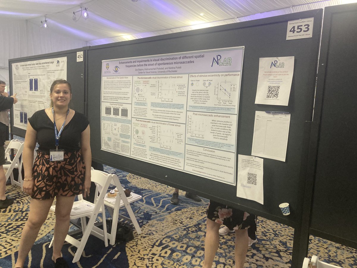 Sanjana78044408's tweet photo. Posters from @aplabUR today in pavilion @VSSMtg come stop by to see cool work ok fixational eye movements!! https://t.co/uHiTpbWuCT