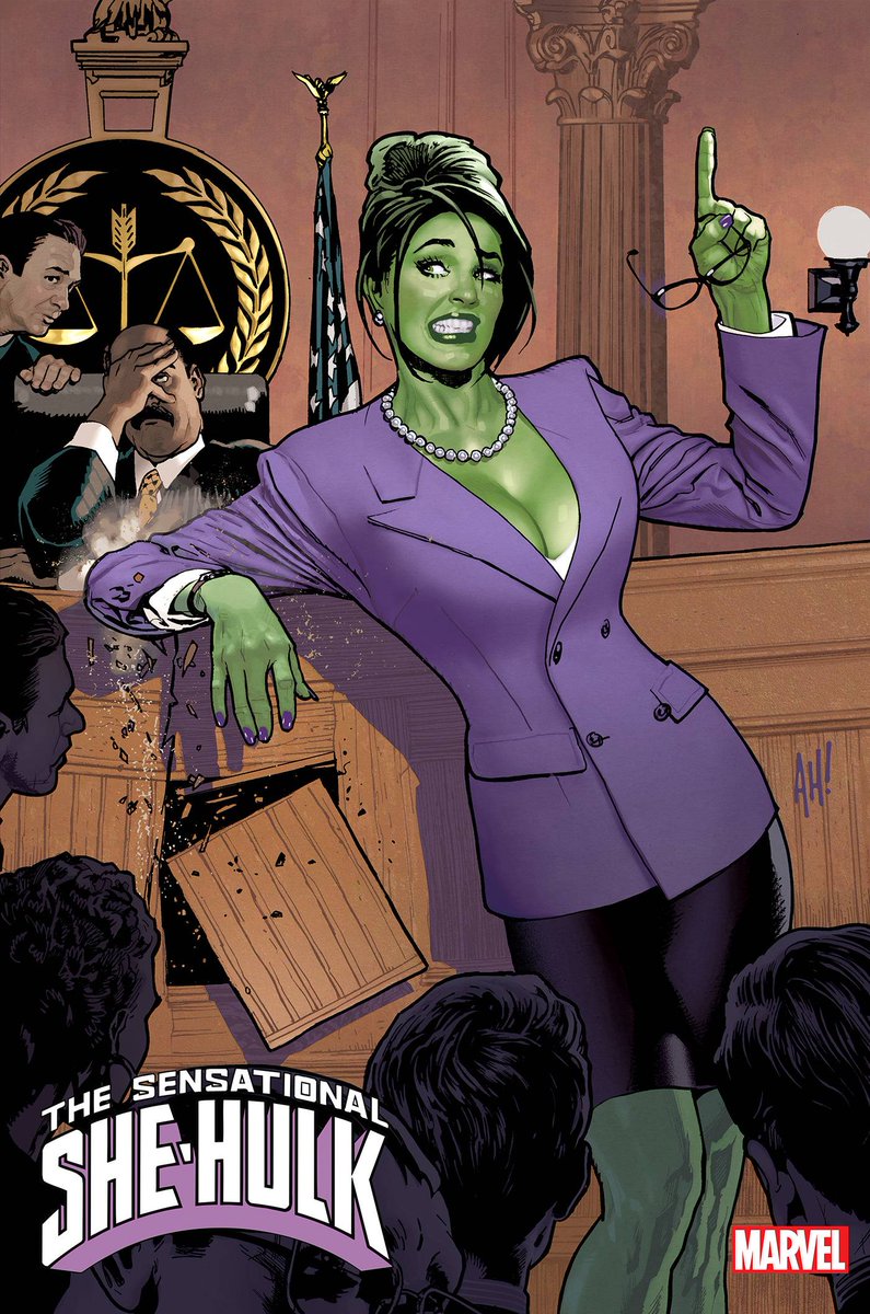 Words aren't enough to describe how much I love this @AH_AdamHughes cover to SENSATIONAL SHE-HULK #9, out on the 19th of June!