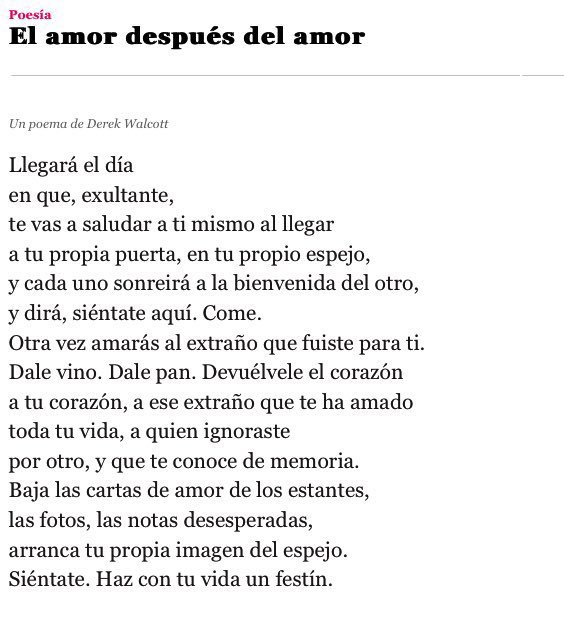 Cementedelibros's tweet photo. El amor después del amor de Derek Walcott
Hermoso escrito no ¿?
#cementeriodelibros https://t.co/tMz6rD8VYy