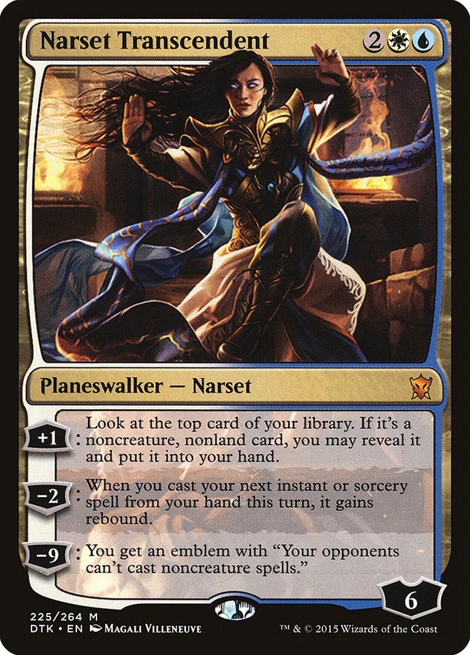 Dawn Charm is our Signature Spell for our Oathbreaker, Narset. You know, so we can EMBLEM Narset… aaaaand *no one else* can cast their Oathbreaker OR their Signature. 😈