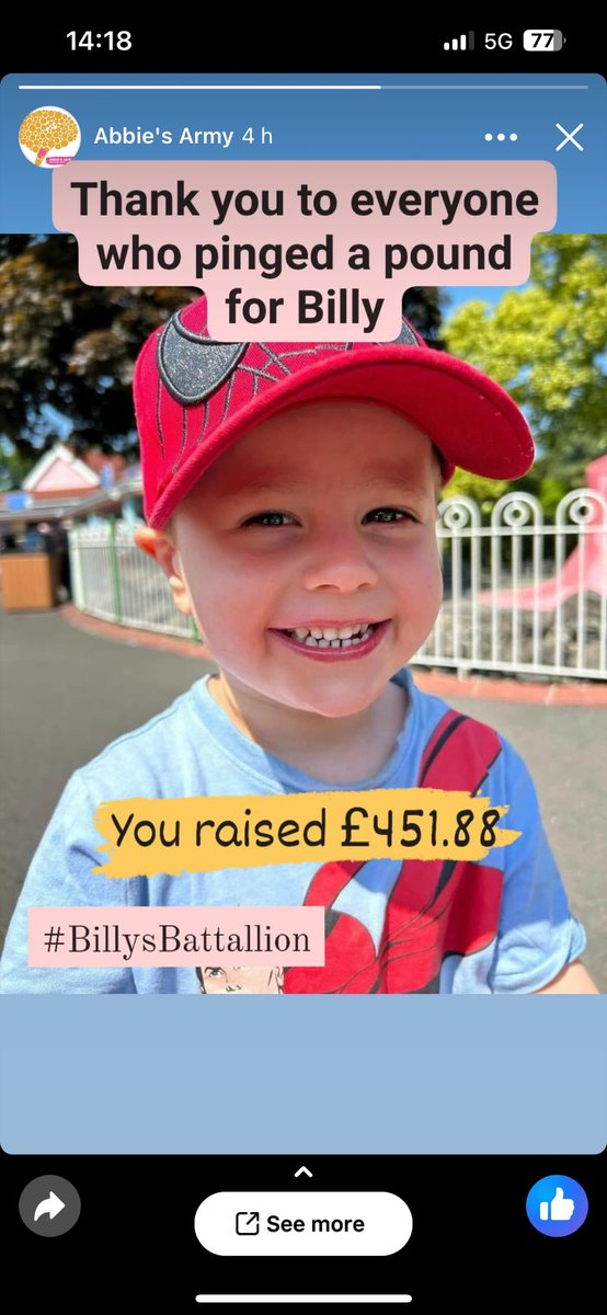 Thank you to everybody pinging pounds in Billy’s name to DIPG UK research charity @AbbiesArmy 🧡🌻 Ps It’s never too late to donate. PayPal: Amanda@abbiesarmy.co.uk