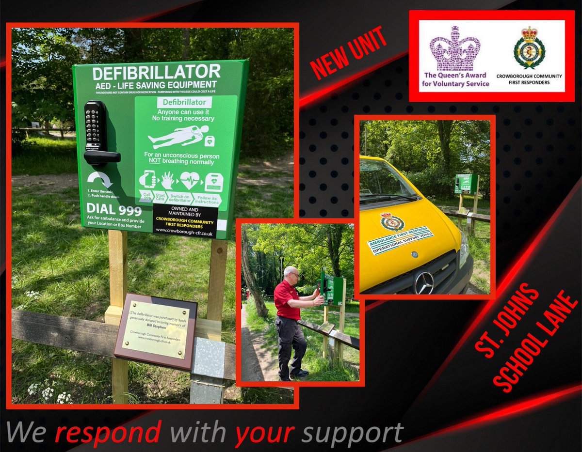 This morning, CR0130 was out installing the 5th of the #PublicAccessDefibrillator units funded to date by the Bill Stephen Memorial Fund. Dawn, recently named as our Charity President, has been fundraising for more of these units since sadly losing Bill in 2023

#community #defib
