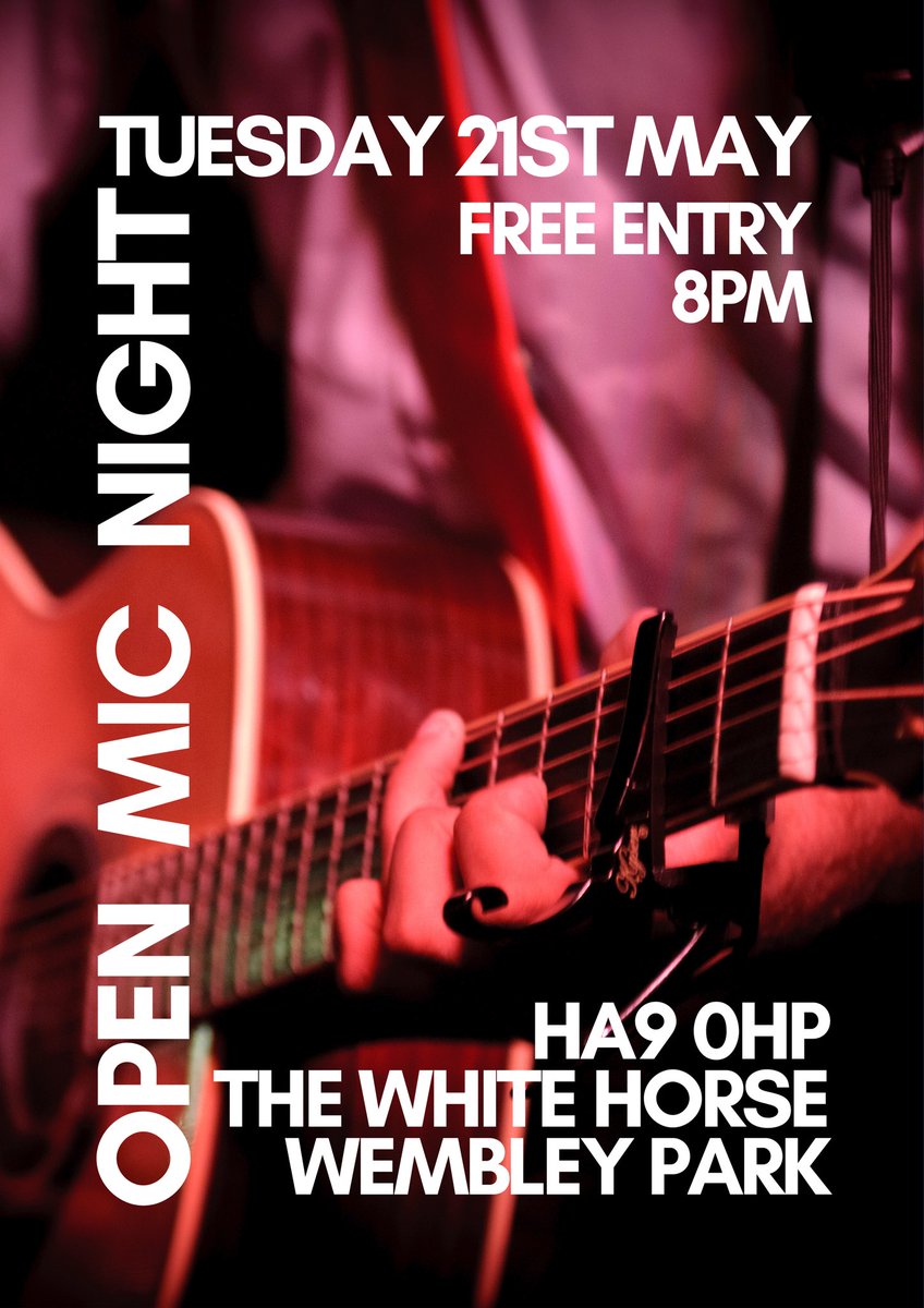 Two #OpenMicNight’s this week. Every Sunday night at @TheHopeRichmond from 8pm. And once a month at @WhiteHorseHA9 in #Wembley this Tuesday from 8pm. #Richmond #LiveMusic.
