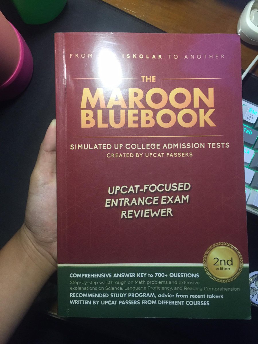 chavbee's tweet photo. wts lfb ph📷   

The Maroon Bluebook 2nd edition    

✧ PHP 700 
✧ w/ box  
✧ slightly used  
✧ mop: gcash  
✧ mod: lalamove / meet-up (loc: taguig city)  
✧ dm / reply to claim    

tags;; cets upcat ustet acet dcat college entrance exam reviewers https://t.co/lOcpca0FeR