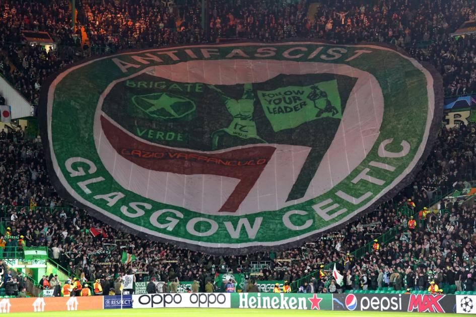 The best  banner of the season 'Lazio f*** off' Glasgow Celtic Green Brigade. #antifascist