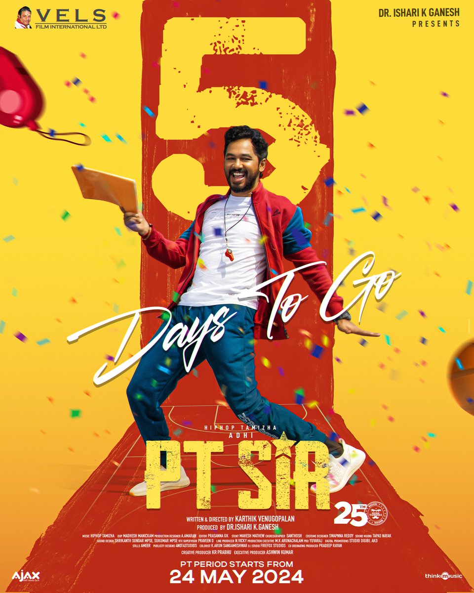 #PTSir 5days to go for Actor @hiphoptamizha family entertainer..