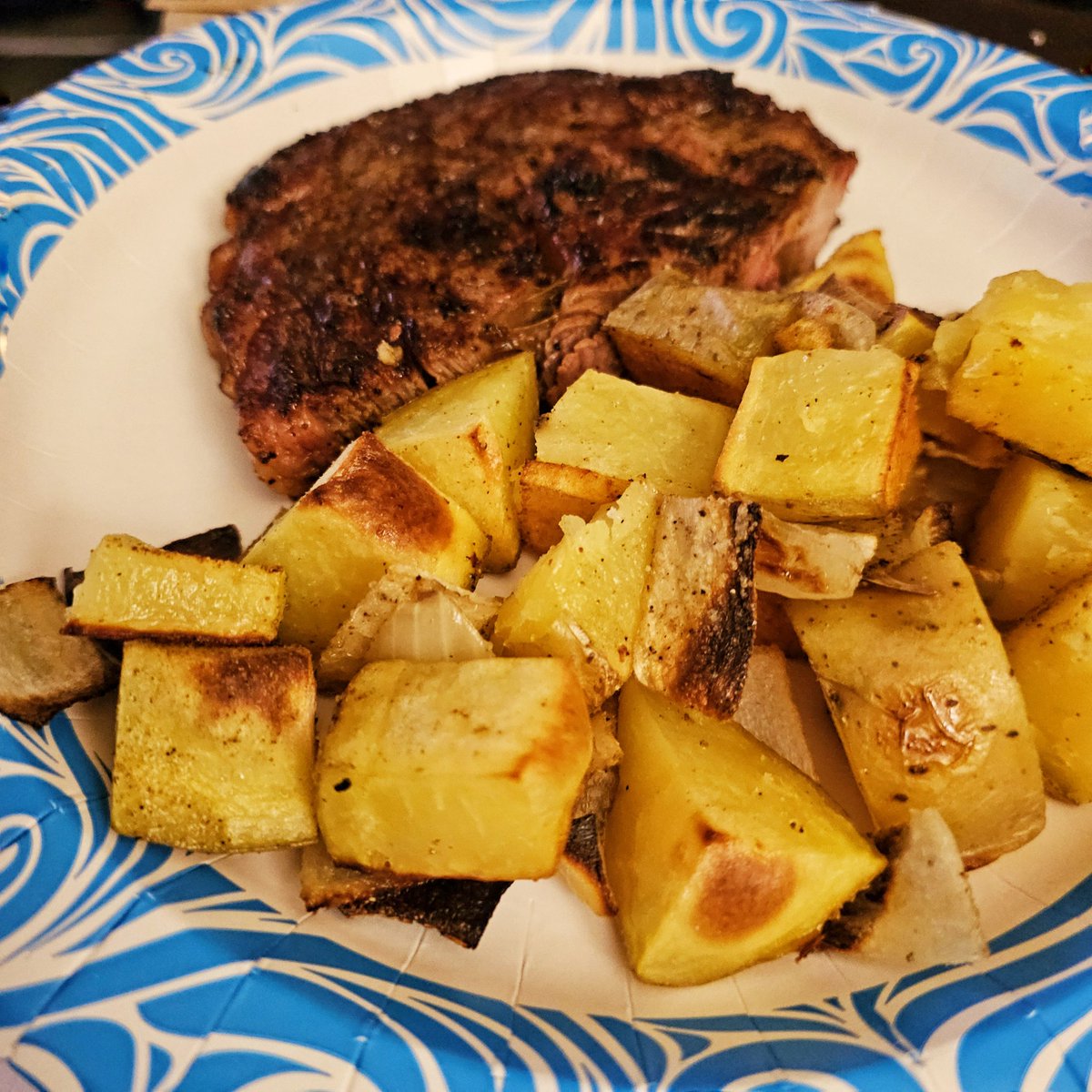 Yesterday's Dinner found Chef Kris had served Pan Seared Top Sirloin and Potatoes.