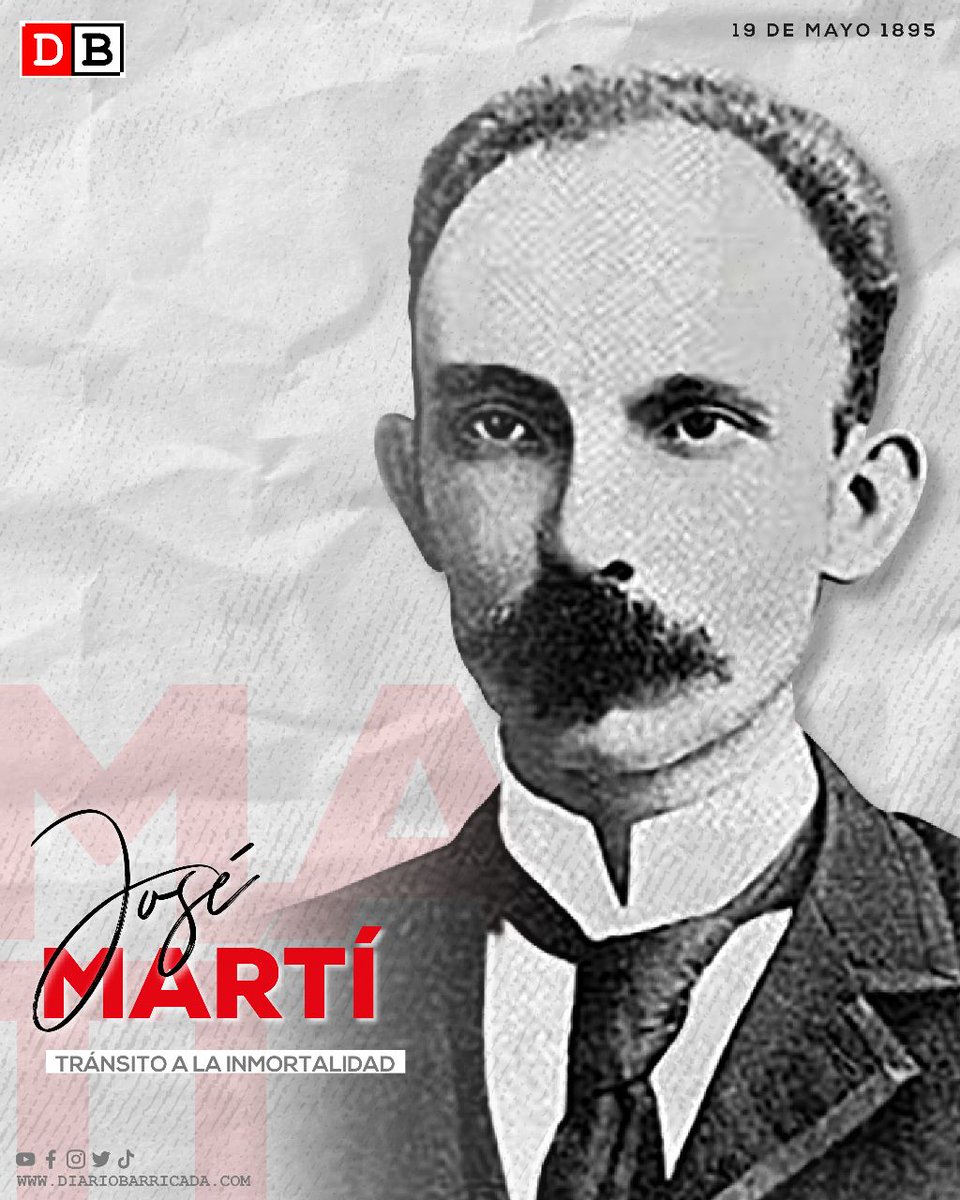 💥19 Mayo 1895: Cayó en combate en la lucha independista de Cuba el líder y poeta, José Martí. 📌Referencia imprescindible del pensamiento latinoamericano y prócer de las luchas. @FloryCantoX @E1Nacionalista @YaderEspinoza01 #Marti #CubaEsRevolución
