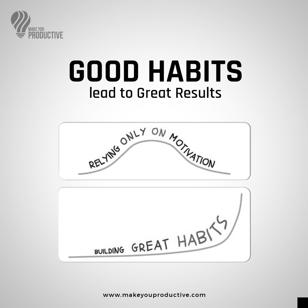 Building good habits paves the way for lasting success. It's not just about motivation, it's about consistent action. Cultivate positive habits and watch your results soar. Follow us : @makeyouproductive1 #MakeYouProductive #ProductivityGrowth #GoodHabits #ConsistencyIsKey