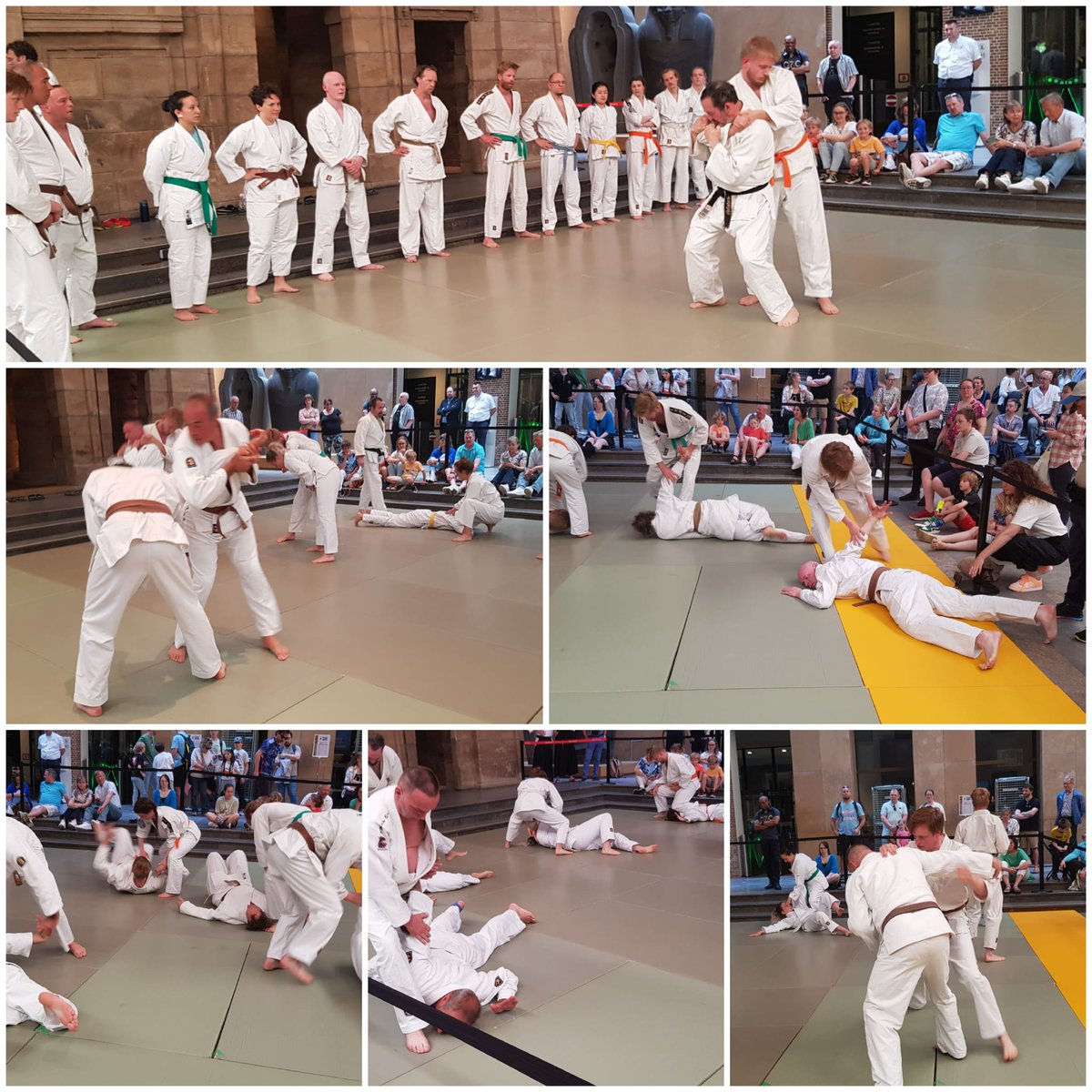 Dit...   jiujitsu demo op de Japanmarkt van Leiden. Kraampjes op het Rapenburg en Japanse vechtsportdemos in hal van Museum van Oudheden.