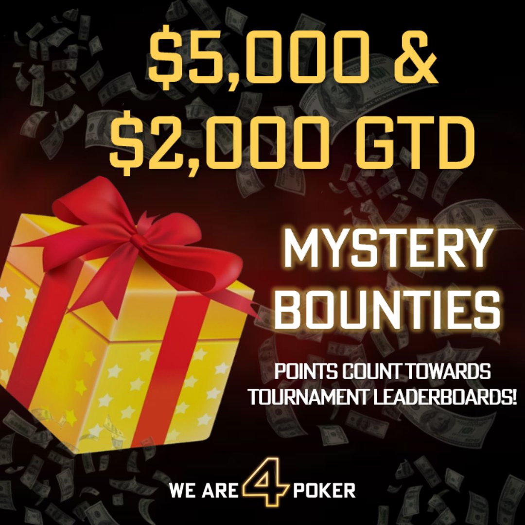 Join the new Mystery Bounties! 🤑

Phase 1 events already running in the Lobby for the new Mystery Bounties:

🎁 $2.20 $2,000 GTD
🎁 $11 $5,000 GTD

Both Final Phases giving away points towards the Tournament Leaderboards! ♠️

Don't miss out 🔥

#poker #pokergame #pokertournament
