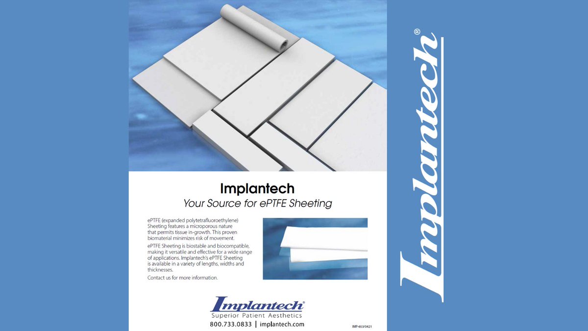 Look no further than Implantech as your source for ePTFE Sheeting. ePTFE Sheeting is biostable and biocompatible, making it versatile and effective for various applications. ePTFE Sheeting is available in a variety of lengths, widths and thicknesses. #implantech #ePTFE