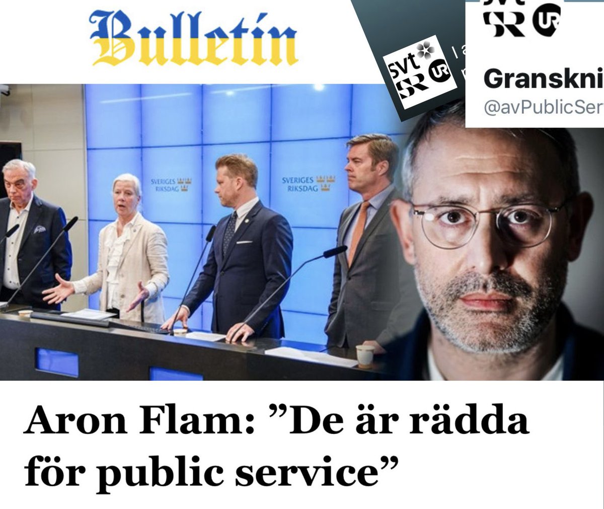Tidöpartierna är rädda för ”public service” och har köpt vänsterns världsbild menar @AronFlam 

@Bulletin_Nu #journalistik bulletin.nu/aron-flam-de-a…