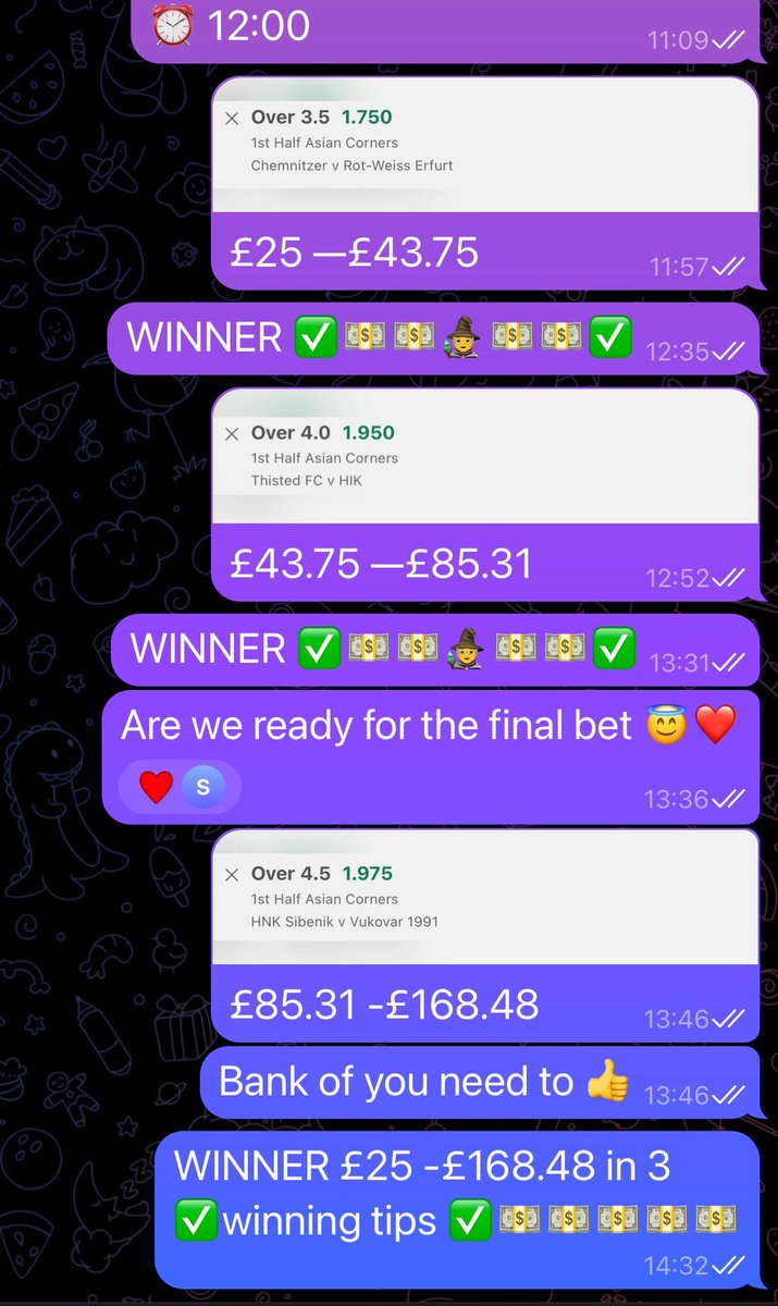 TheWiz791's tweet image. £25 -£168.48 ✅💵💵💵💵
Smashed in 3 simple corner tips over on the telegram 
Very happy members 
#inplay #moneymaker #cornertips