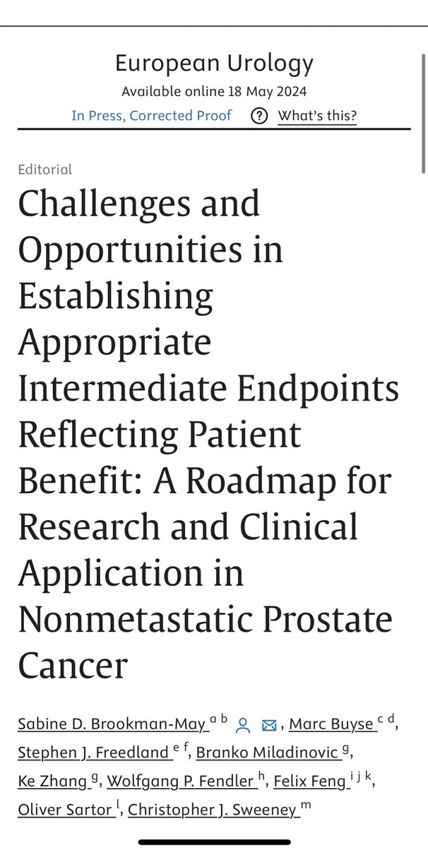 📑✍️A must-read editorial about the intermediaye endpoints in patients with non-metastatic #prostate #cancer‼️ Highly recommended for sunday reading🌻🏖️ doi.org/10.1016/j.euru… @OncoAlert @EUplatinum @Uroweb @brookmans76 @APCCC_Lugano