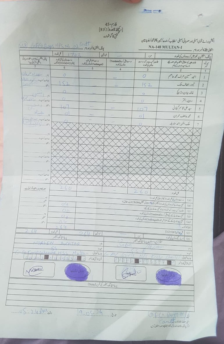 NA 148 Multan Bye Election✌️✌️ Polling station no # 268 Taimur Malik PTI 152 🎠🎠🎠 Qasim Gillani PPP 107