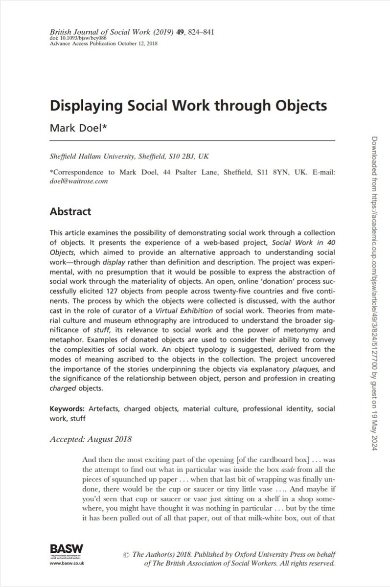 #SocialWorkPractice #OpenAccess Displaying Social Work through Objects by Mark Doel academic.oup.com/bjsw/article/4… Event Details to follow