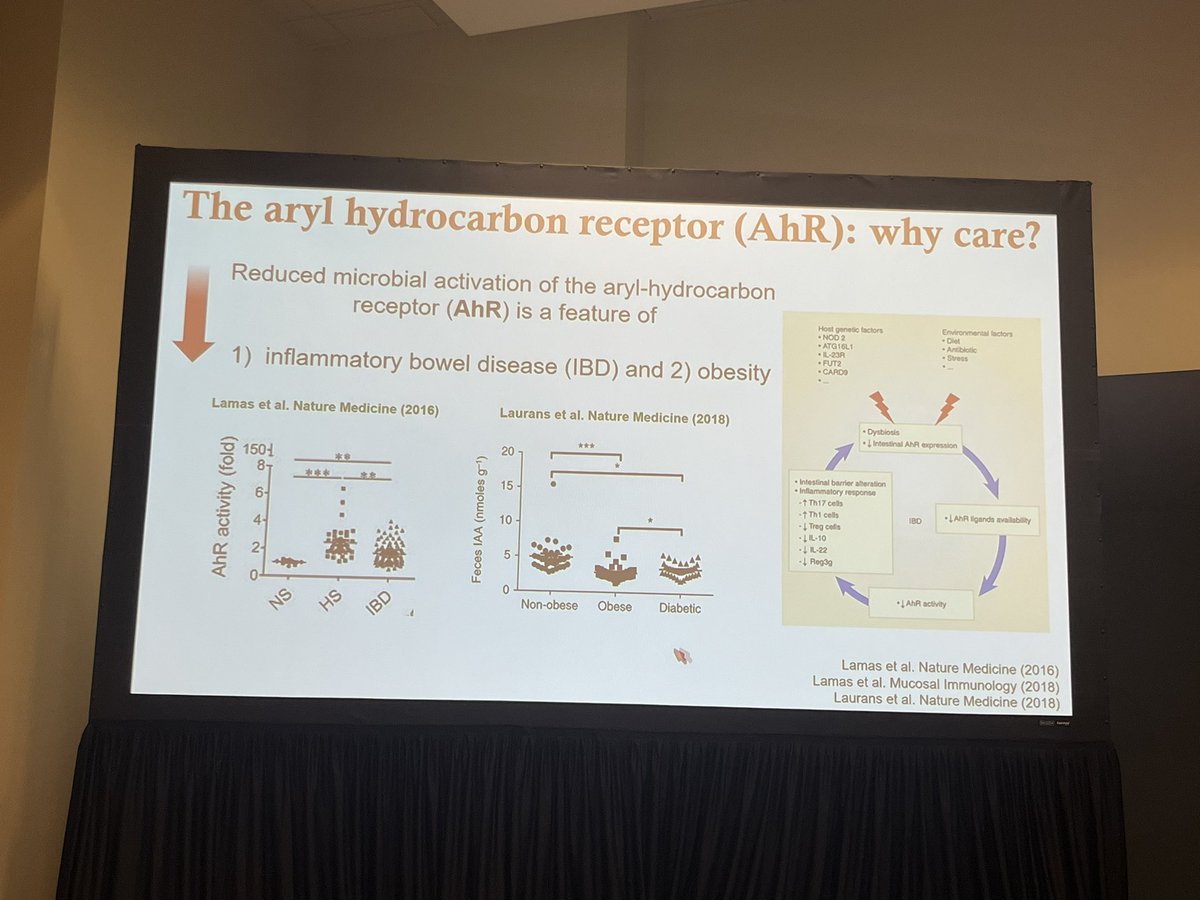 Fermented foods and Aryl Hydrocarbon receptor. Jacob Allen Fermented foods ⬇️inflammatory status. 

How? As a source of Aryl-Lactates? 

Why it matters? Aryl Hydrocarbon receptor important in #IBD #DDW2024