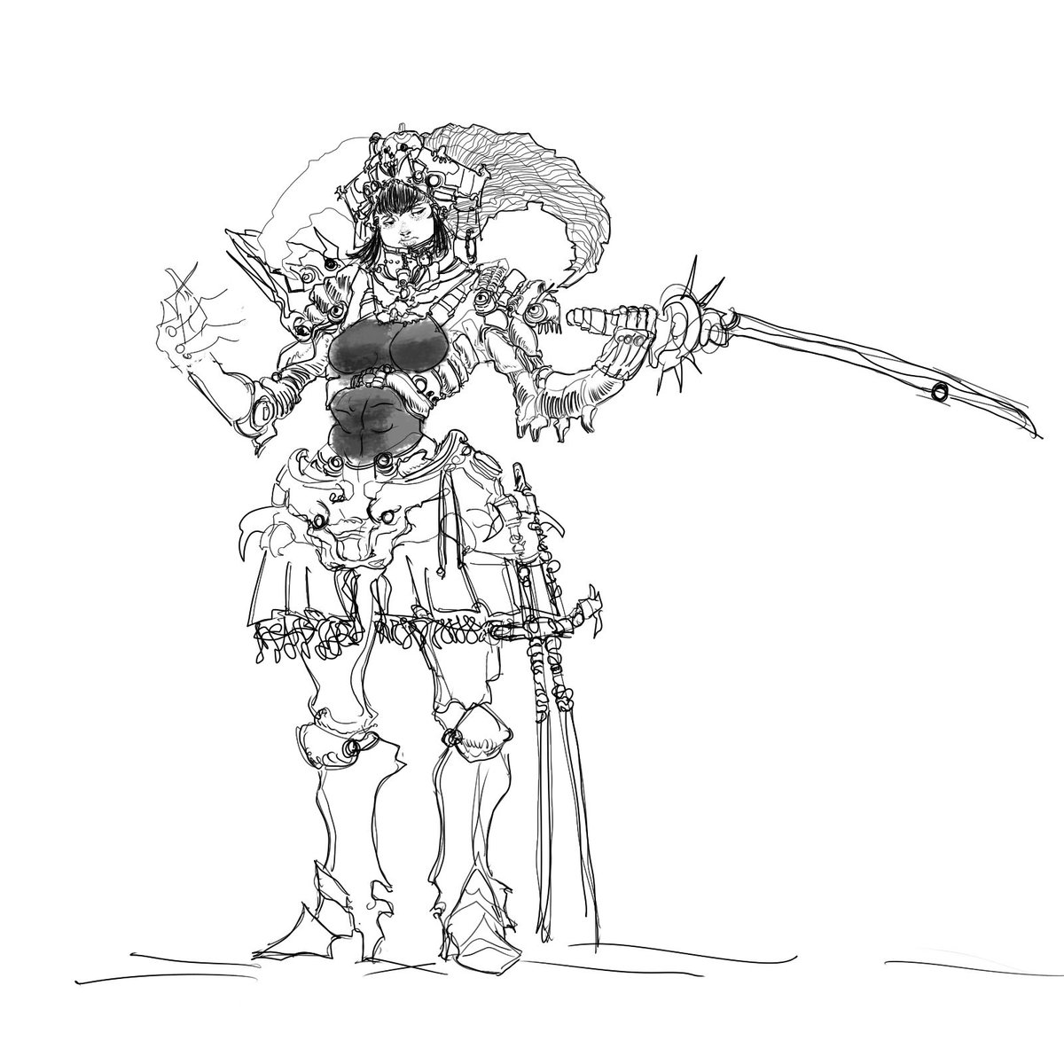 Minkusu3's tweet image. Armor lady doodle