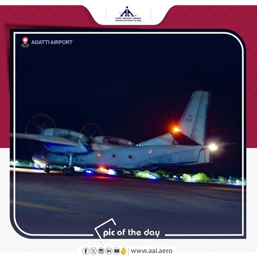 Posted  from  Face  Book  Page  of Airports  Authority of India ,Congratulations  to  all AAI personnel and staff at  Agatti.

 Wings of Courage!
Indian Air Force AN-32 Aircraft Makes its Maiden Night Landing at #AAI’s Agatti Airport.