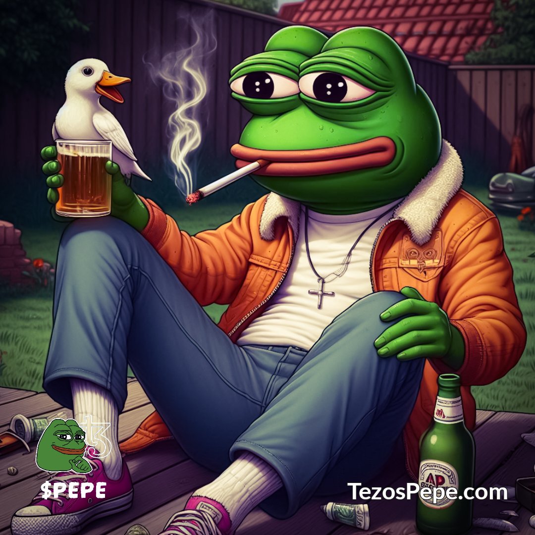 On Sunday's me and the duck drank beer and smoked. This was the way.

Artwork collectable on DNS.
All proceeds will buy and burn Tezos $PEPE.