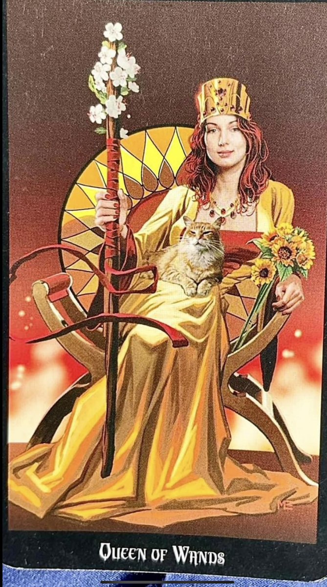 #TarotCardOfTheDay is the #QueenOfWands by Mark Evans for Ellen Dugan’s Witches’ Tarot. #tarot #tarotcards