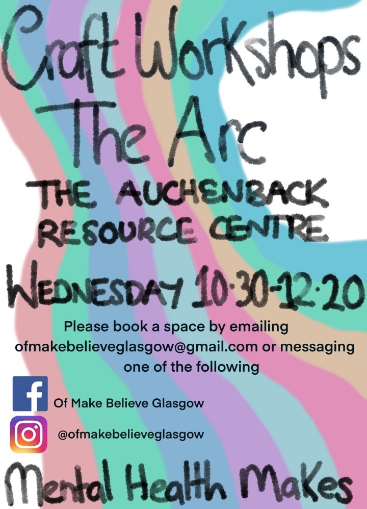 Join Of Make Believe for their weekly adult only craft workshop at Auchenback Resource Centre in Barrhead on Wednesdays! 𝗙𝗶𝗻𝗱 𝗼𝘂𝘁 𝗺𝗼𝗿𝗲: tinyurl.com/ynh7eye3