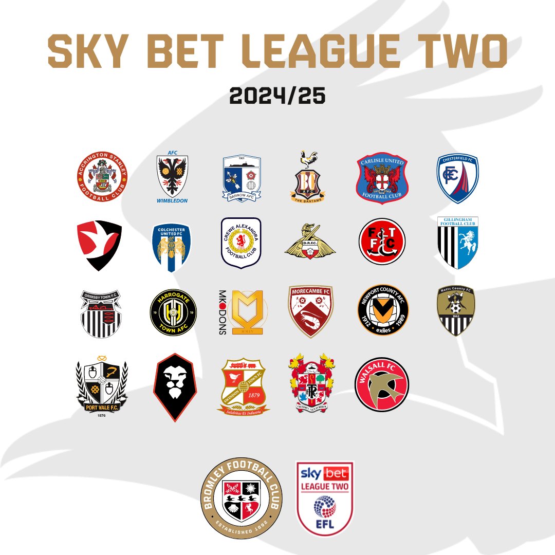 2024/25 Sky Bet League Two confirmed ✅

Our league opponents for next season 💪

#WeAreBromley
