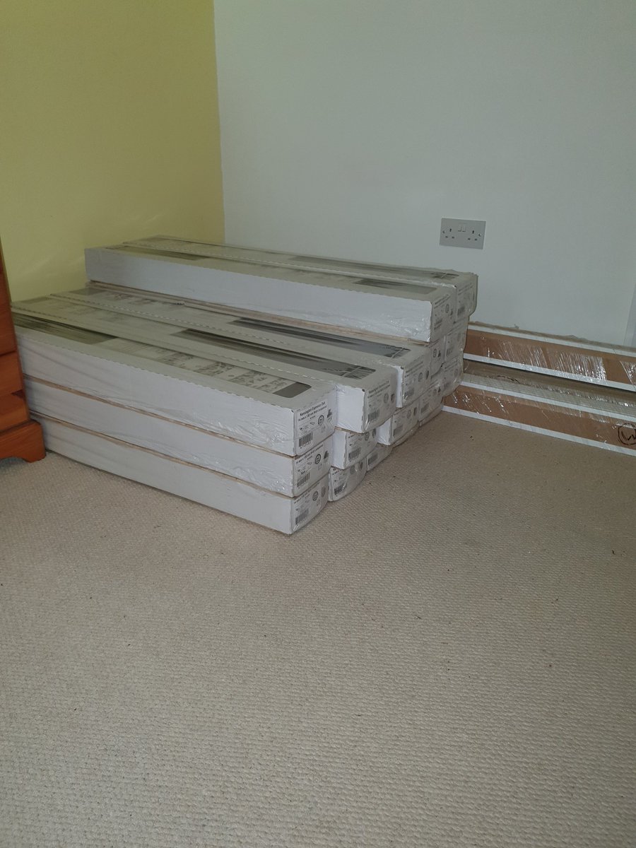 Whose stupid idea was it to replace the worn carpet with wooden flooring!? Fuck me, that stuff is heavy....carrying up 48 packets of it upstairs to my top floor flat was a killer! #HomeImprovements My summer project starts here!