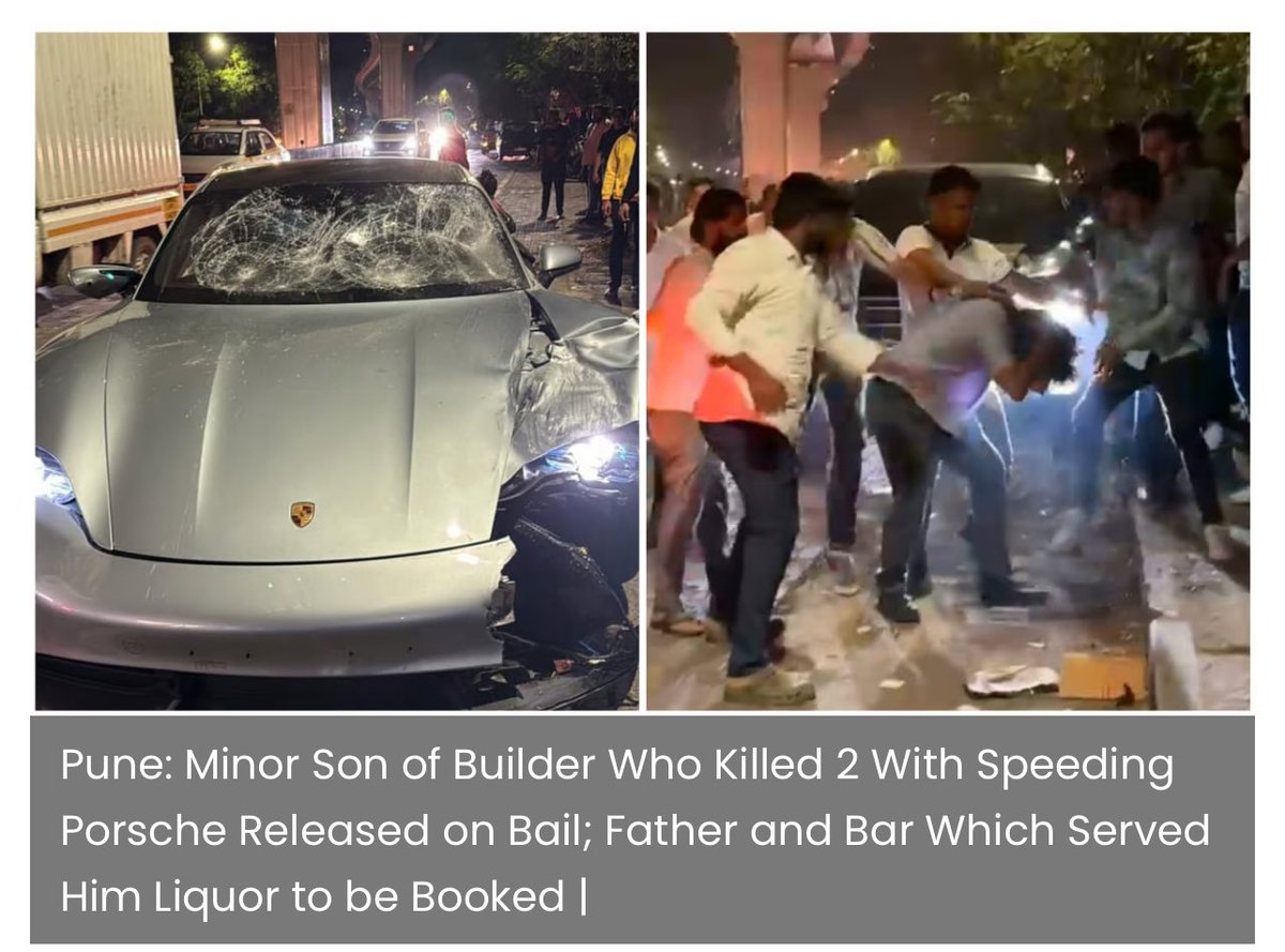 Tale of 2 Accidents in Maharashtra!

One, in which around 16 were killed when an illegal hoarding fell! Even the petrol pump was reported 2b illegal! 

Second, in which a teenager KILLED TWO PEOPLE after his luxurious car went out of control! 

Justice, any one?? #mumbai #pune