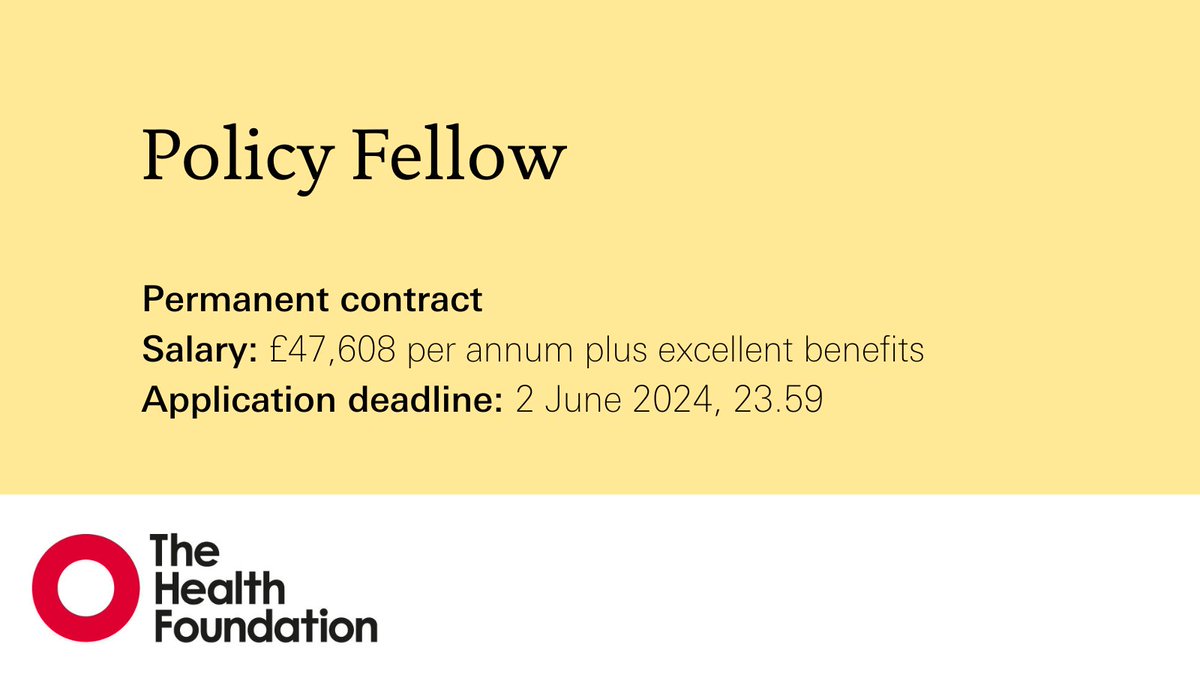 We’re looking for a Policy Fellow to support our work to influence employers, businesses and investors to improve health as well as economic development strategies and local anchor action. Find out more and apply by 2 June ⬇️ lde.tbe.taleo.net/lde01/ats/care…